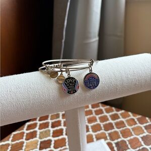 Alex & Ani SET OF 2 LIMITED EDITION BEATLES charm Bangle Bracelets, Silver Tone